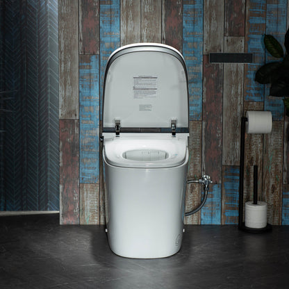 WOODBRIDGE Smart Bidet Toilet,1.28 GPF Dual Flush, Auto Open & Close, Auto Flush, Foot Sensor,1000 Gram MaP Flushing Score, Movement Drying, Heated Seat, ADA Chair Height Design and Cleaning Foam Dispenser