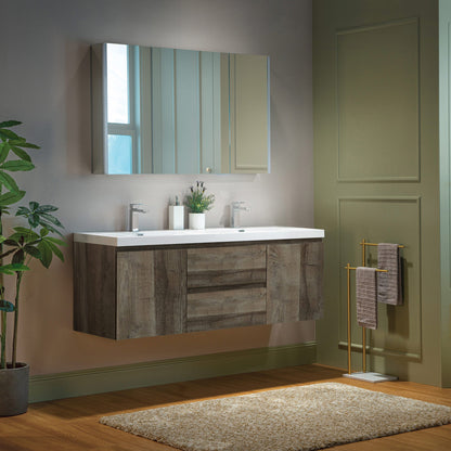 WOODBRIDGE 23-5/8 in. W x 19-5/8 in. D Wall Mounted Floating Vanity in Grey Oak with Resin Composite Vanity Top in Glossy White