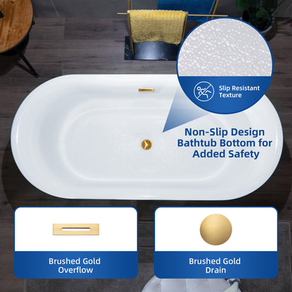 WOODBRIDGE 59" Acrylic Freestanding Bathtub Contemporary Soaking Tub
