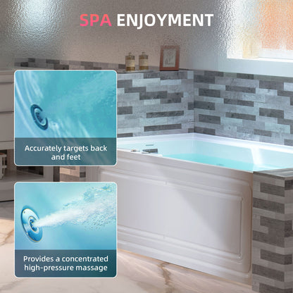 WOODBRIDGE 60" Alcove Acrylic Rectangular Whirlpool Heated Jetted Tub in White with Left Drain