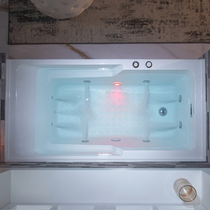 WOODBRIDGE 60" Alcove Acrylic Rectangular Whirlpool Heated Jetted Tub in White with Left Drain