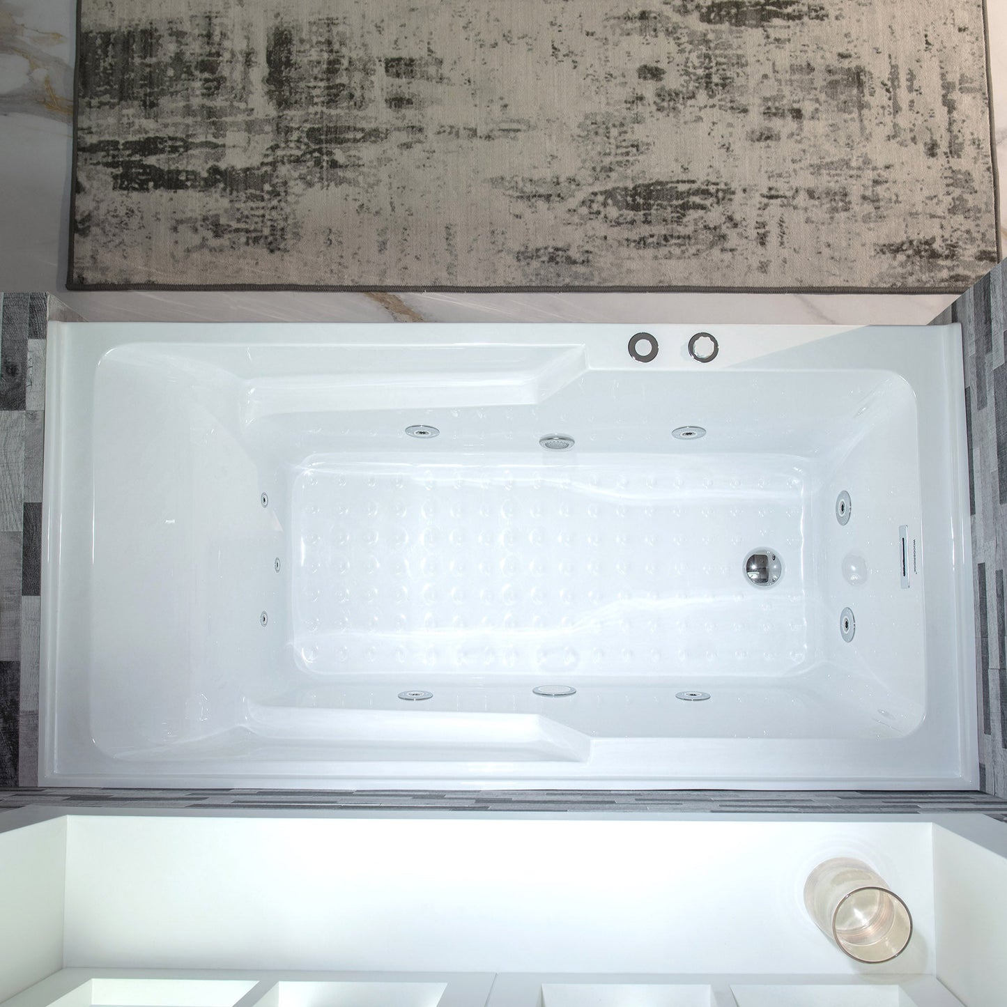 WOODBRIDGE 60" Alcove Acrylic Rectangular Whirlpool Heated Jetted Tub in White with Left Drain