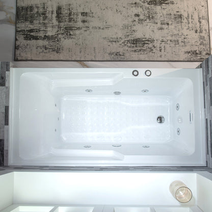 WOODBRIDGE 60" Alcove Acrylic Rectangular Whirlpool Heated Jetted Tub in White with Left Drain
