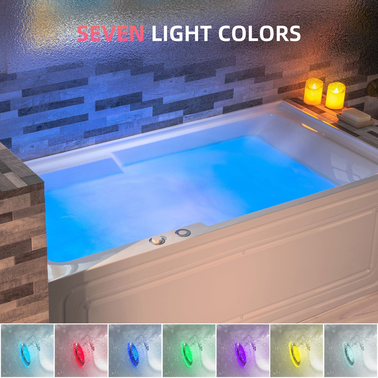 WOODBRIDGE 60" Alcove Acrylic Rectangular Whirlpool Heated Jetted Tub in White with Left Drain