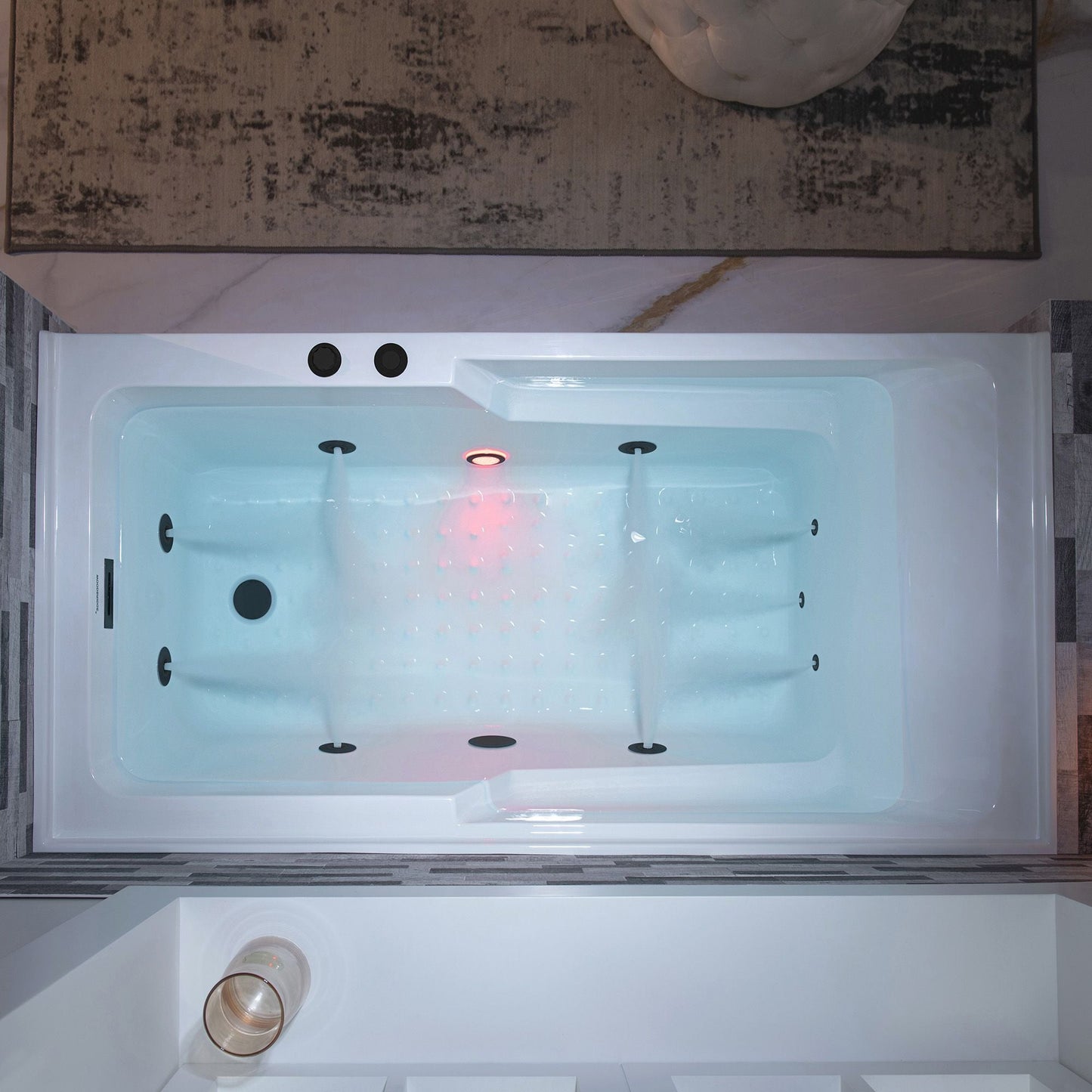 WOODBRIDGE 60" Alcove Acrylic Rectangular Whirlpool Heated Jetted Tub in White with Right Drain,