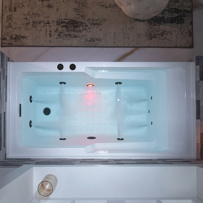 WOODBRIDGE 60" Alcove Acrylic Rectangular Whirlpool Heated Jetted Tub in White with Right Drain,