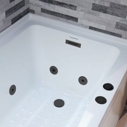 WOODBRIDGE 60" Alcove Acrylic Rectangular Whirlpool Heated Jetted Tub in White with Right Drain,