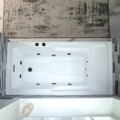 WOODBRIDGE 60" Alcove Acrylic Rectangular Whirlpool Heated Jetted Tub in White with Right Drain,