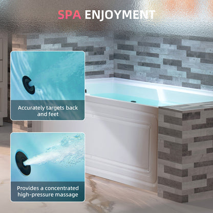 WOODBRIDGE 60" Alcove Acrylic Rectangular Whirlpool Heated Jetted Tub in White with Left Drain