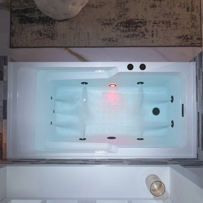 WOODBRIDGE 60" Alcove Acrylic Rectangular Whirlpool Heated Jetted Tub in White with Left Drain