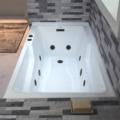 WOODBRIDGE 60" Alcove Acrylic Rectangular Whirlpool Heated Jetted Tub in White with Left Drain