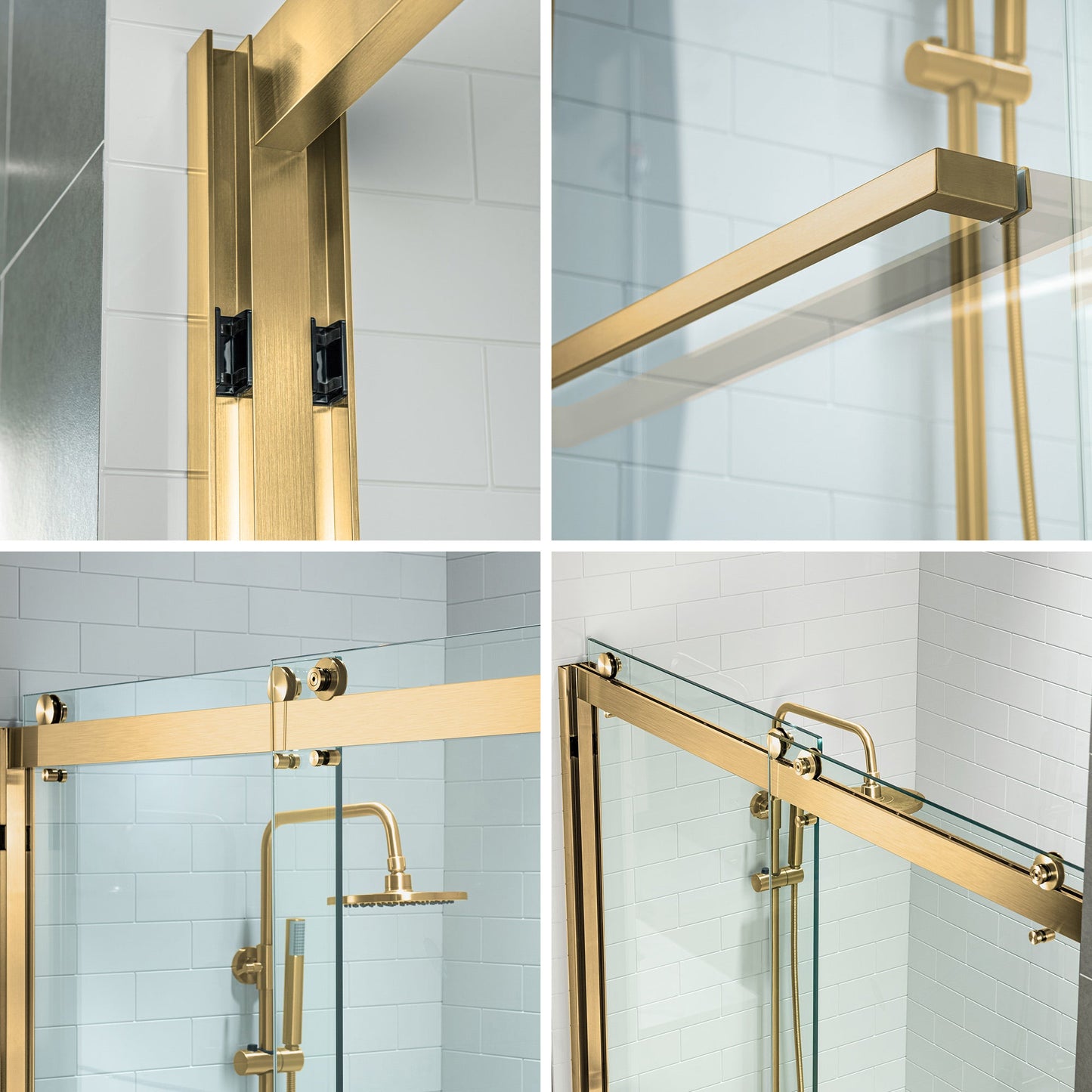 WOODBRIDGE Frameless Shower Doors 56-60" Width x 76"Height with 3/8"(10mm) Clear Tempered Glass, 2 Ways Opening & Double Sliding