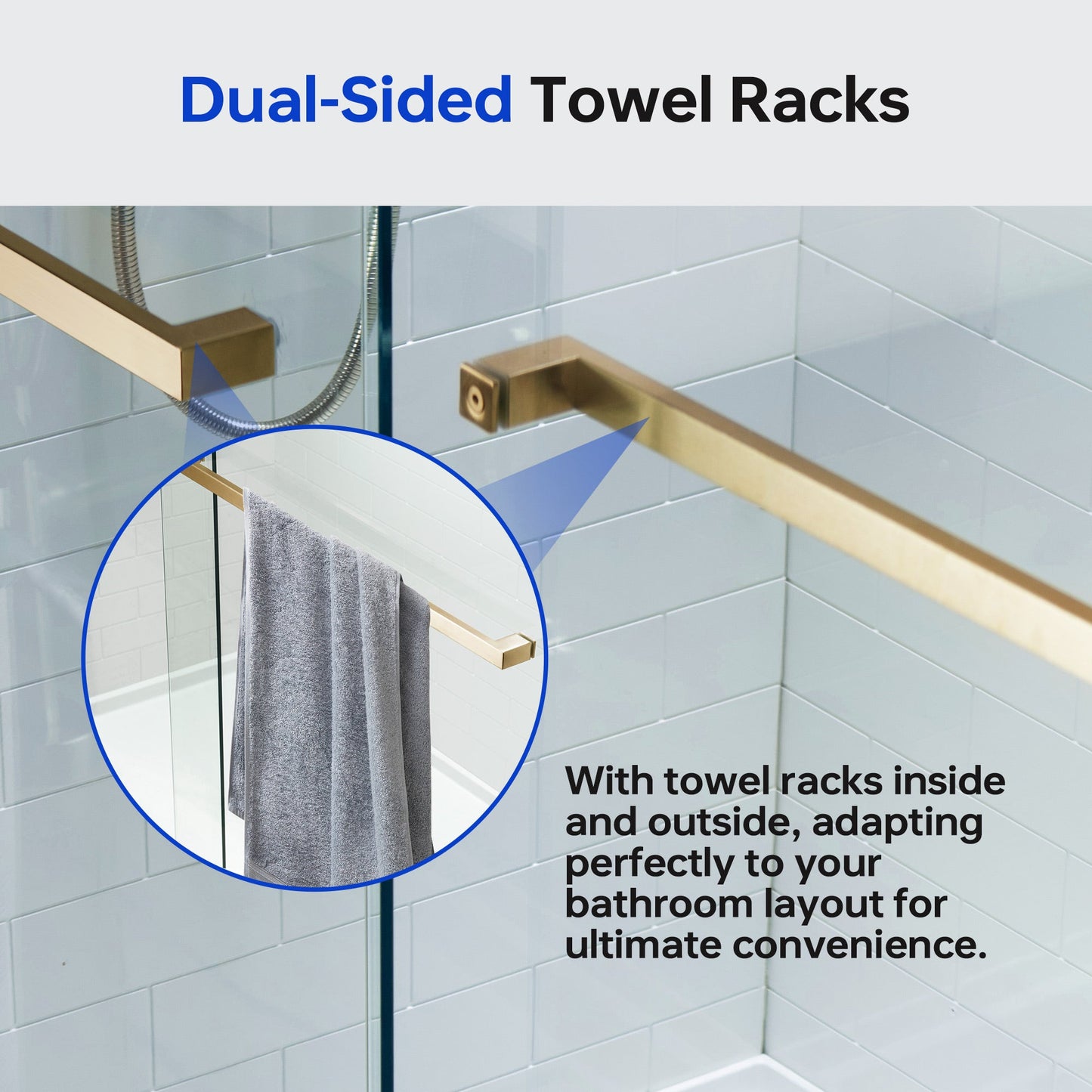 WOODBRIDGE Frameless Shower Doors 56-60" Width x 76"Height with 3/8"(10mm) Clear Tempered Glass, 2 Ways Opening & Double Sliding