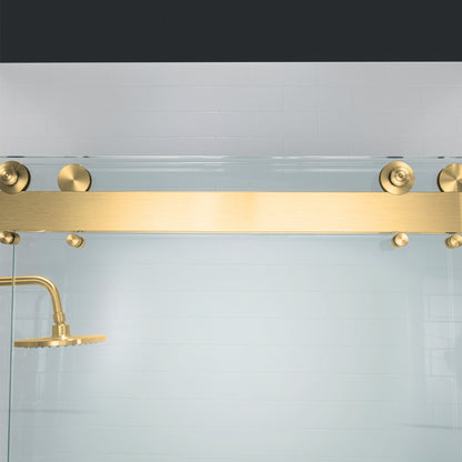 WOODBRIDGE Frameless Shower Doors 56-60" Width x 76"Height with 3/8"(10mm) Clear Tempered Glass, 2 Ways Opening & Double Sliding
