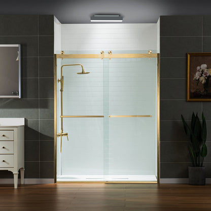 WOODBRIDGE Frameless Shower Doors 56-60" Width x 76"Height with 3/8"(10mm) Clear Tempered Glass, 2 Ways Opening & Double Sliding