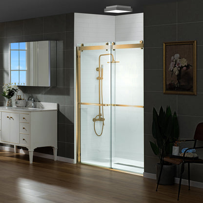 WOODBRIDGE Frameless Shower Doors 56-60" Width x 76"Height with 3/8"(10mm) Clear Tempered Glass, 2 Ways Opening & Double Sliding