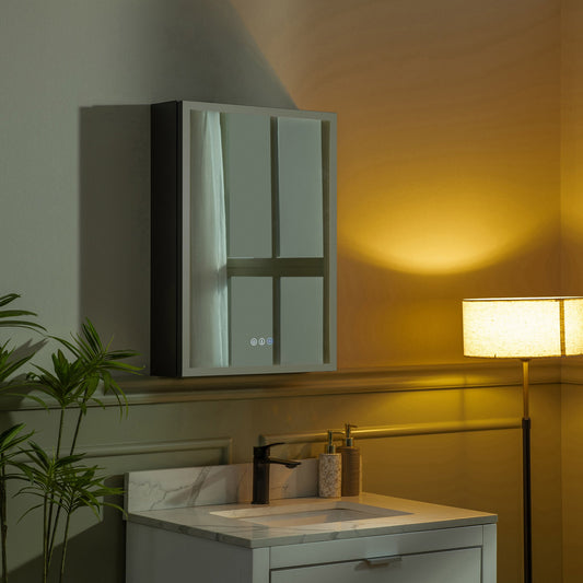 WOODBRIDGE Modern 19.75" W x 27.75" H Smart Storage Medicine Cabinet with Anti-Fog Mirror, LED Lighting, and Compact Design