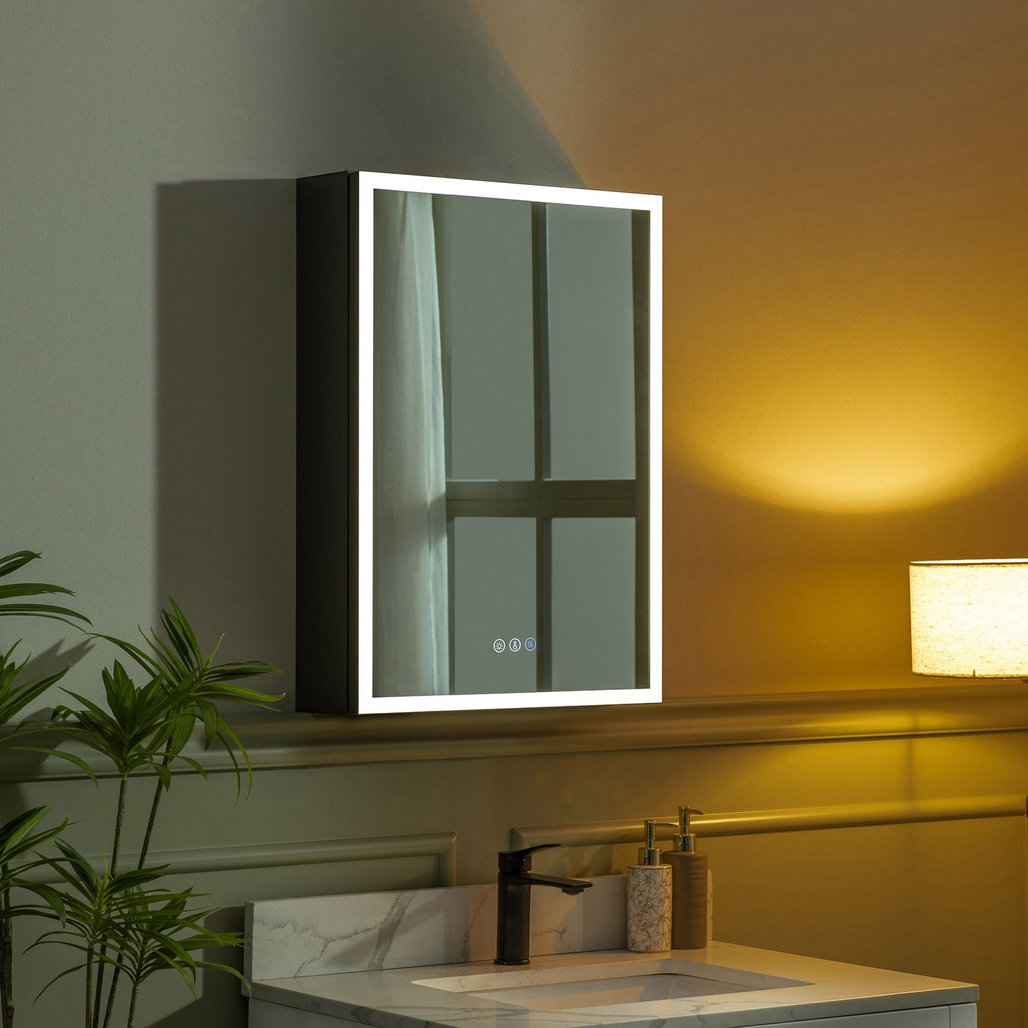 WOODBRIDGE Modern 19.75" W x 27.75" H Smart Storage Medicine Cabinet with Anti-Fog Mirror, LED Lighting, and Compact Design
