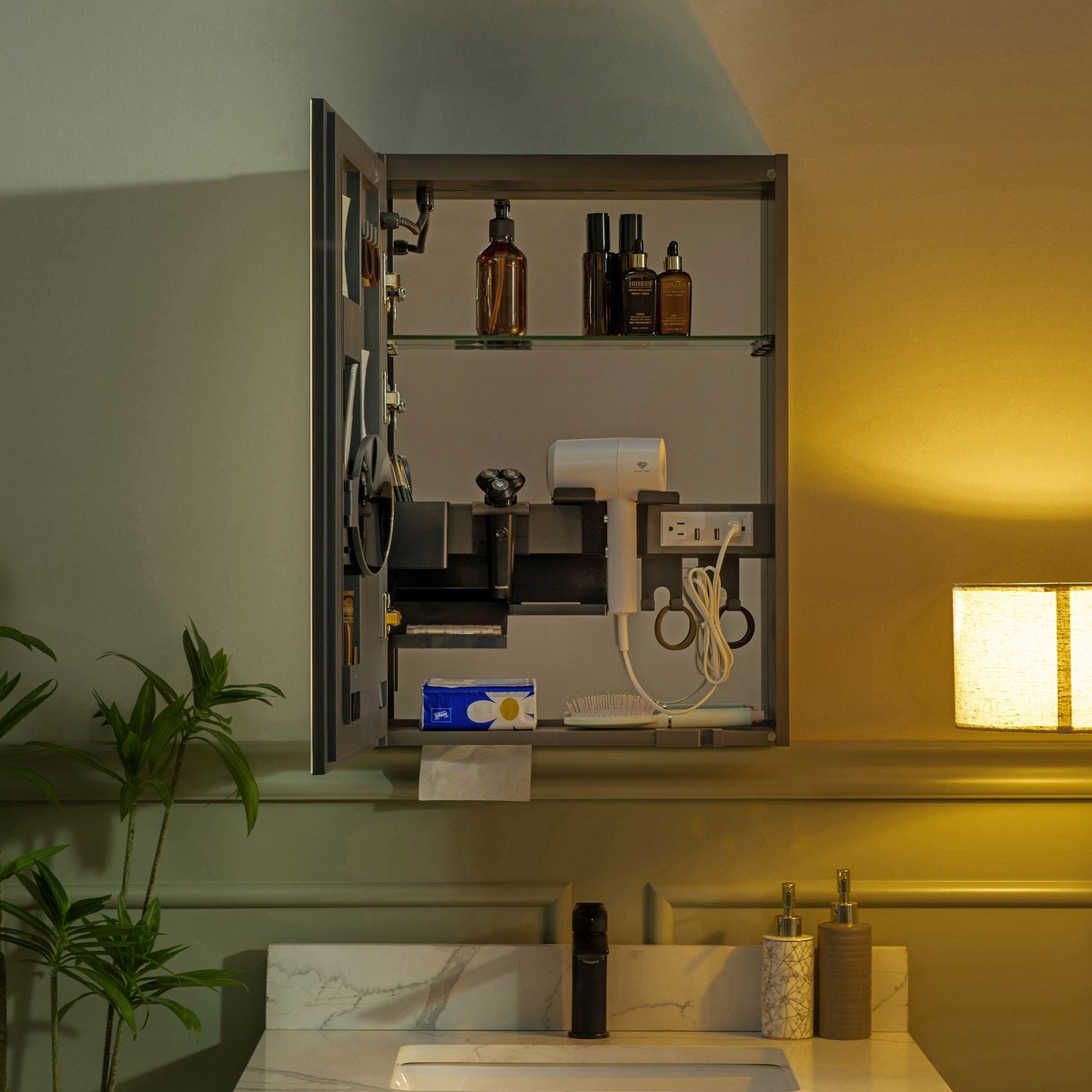 WOODBRIDGE Modern 19.75" W x 27.75" H Smart Storage Medicine Cabinet with Anti-Fog Mirror, LED Lighting, and Compact Design