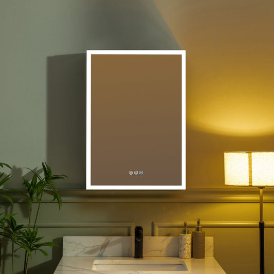 WOODBRIDGE Modern 19.75" W x 27.75" H Smart Storage Medicine Cabinet with Anti-Fog Mirror, LED Lighting, and Compact Design