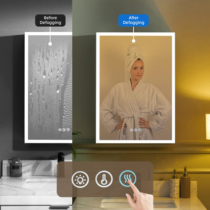 WOODBRIDGE Modern 19.75" W x 27.75" H Smart Storage Medicine Cabinet with Anti-Fog Mirror, LED Lighting, and Compact Design