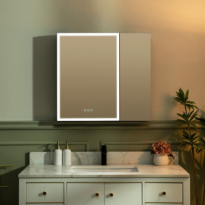 WOODBRIDGE Modern 19.75" W x 27.75" H Smart Storage Medicine Cabinet with Anti-Fog Mirror, LED Lighting, and Compact Design