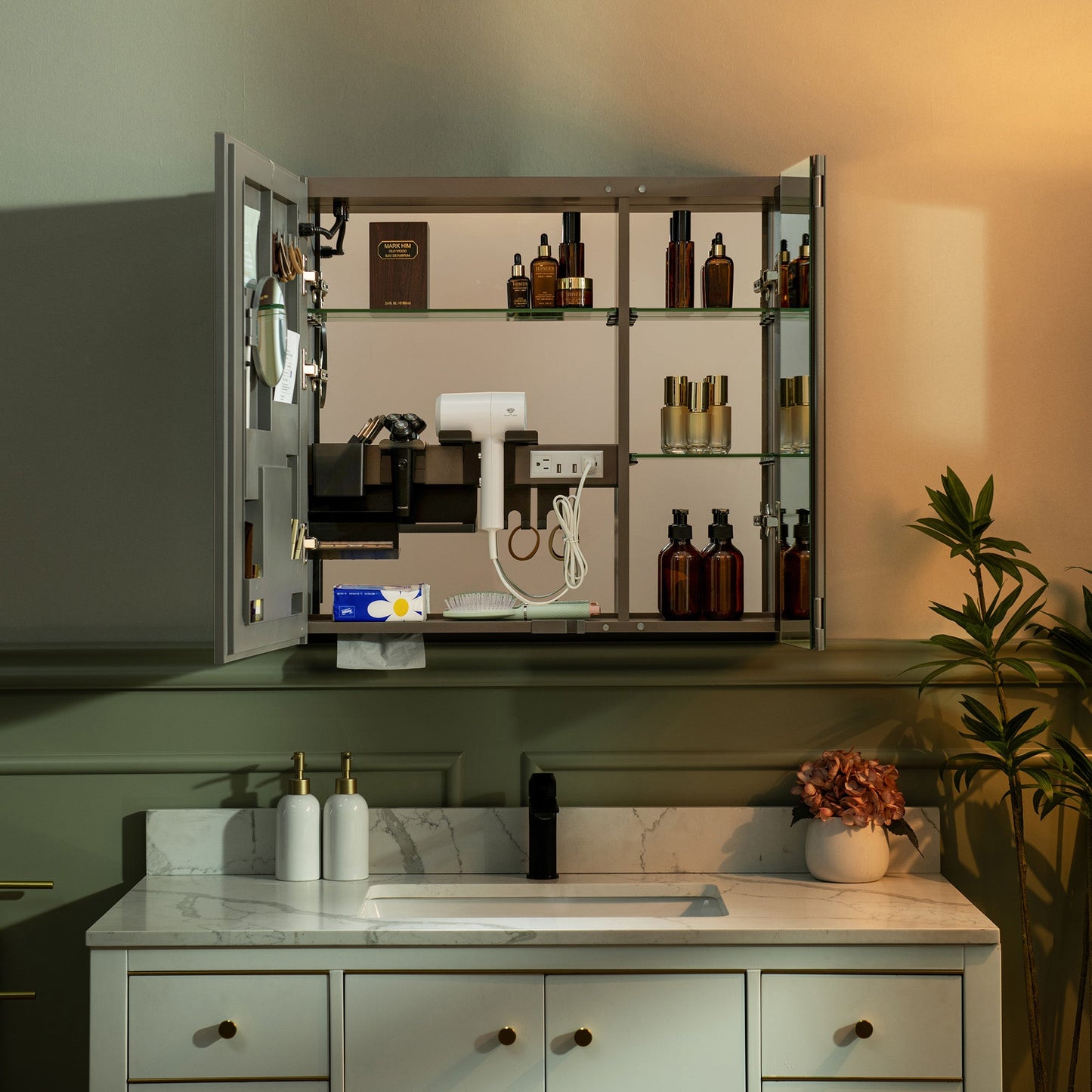 WOODBRIDGE Modern 19.75" W x 27.75" H Smart Storage Medicine Cabinet with Anti-Fog Mirror, LED Lighting, and Compact Design