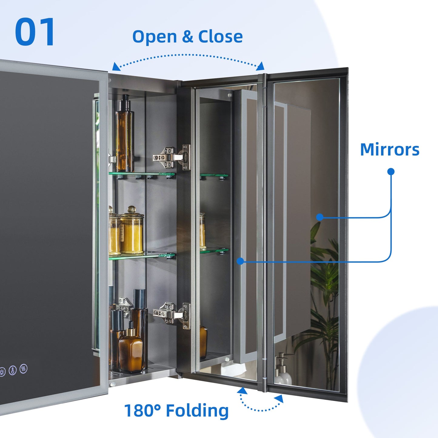 WOODBRIDGE Modern 19.75" W x 27.75" H Smart Storage Medicine Cabinet with Anti-Fog Mirror, LED Lighting, and Compact Design