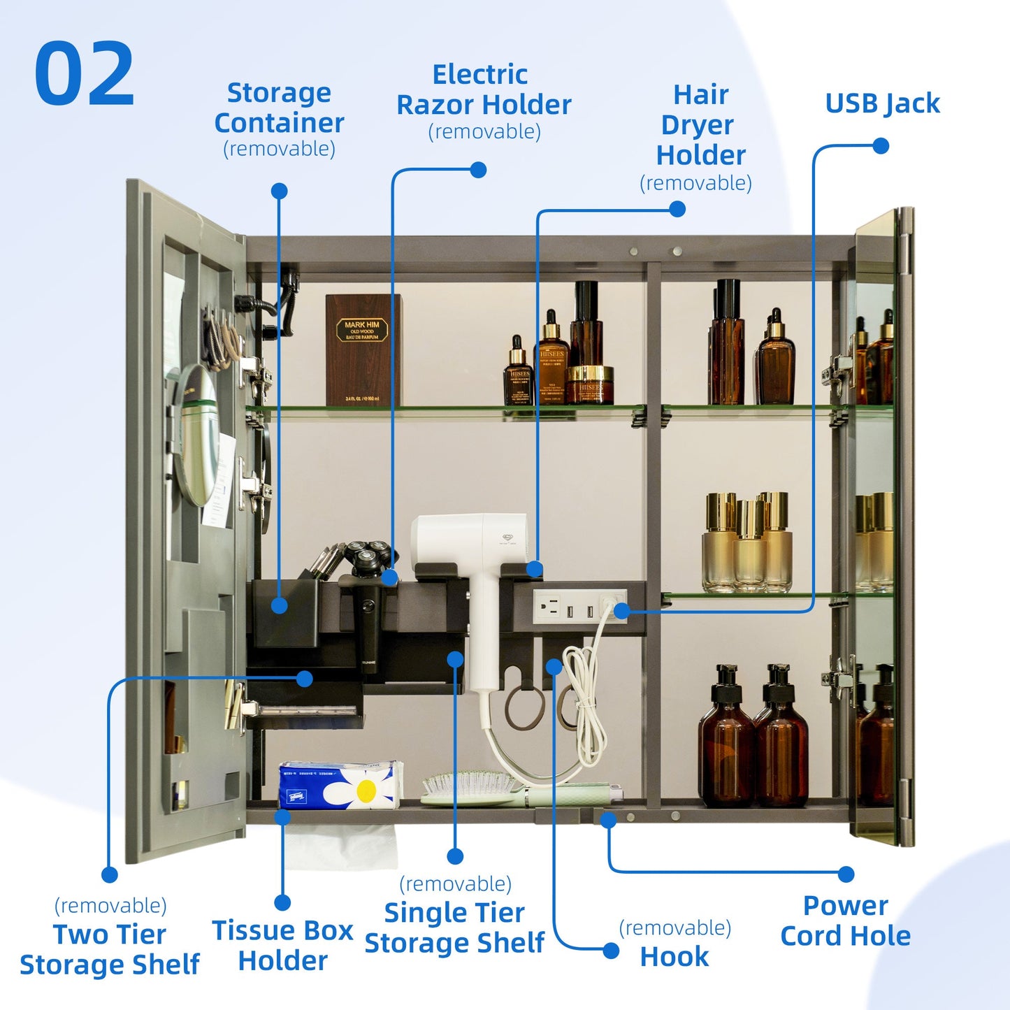 WOODBRIDGE Modern 19.75" W x 27.75" H Smart Storage Medicine Cabinet with Anti-Fog Mirror, LED Lighting, and Compact Design