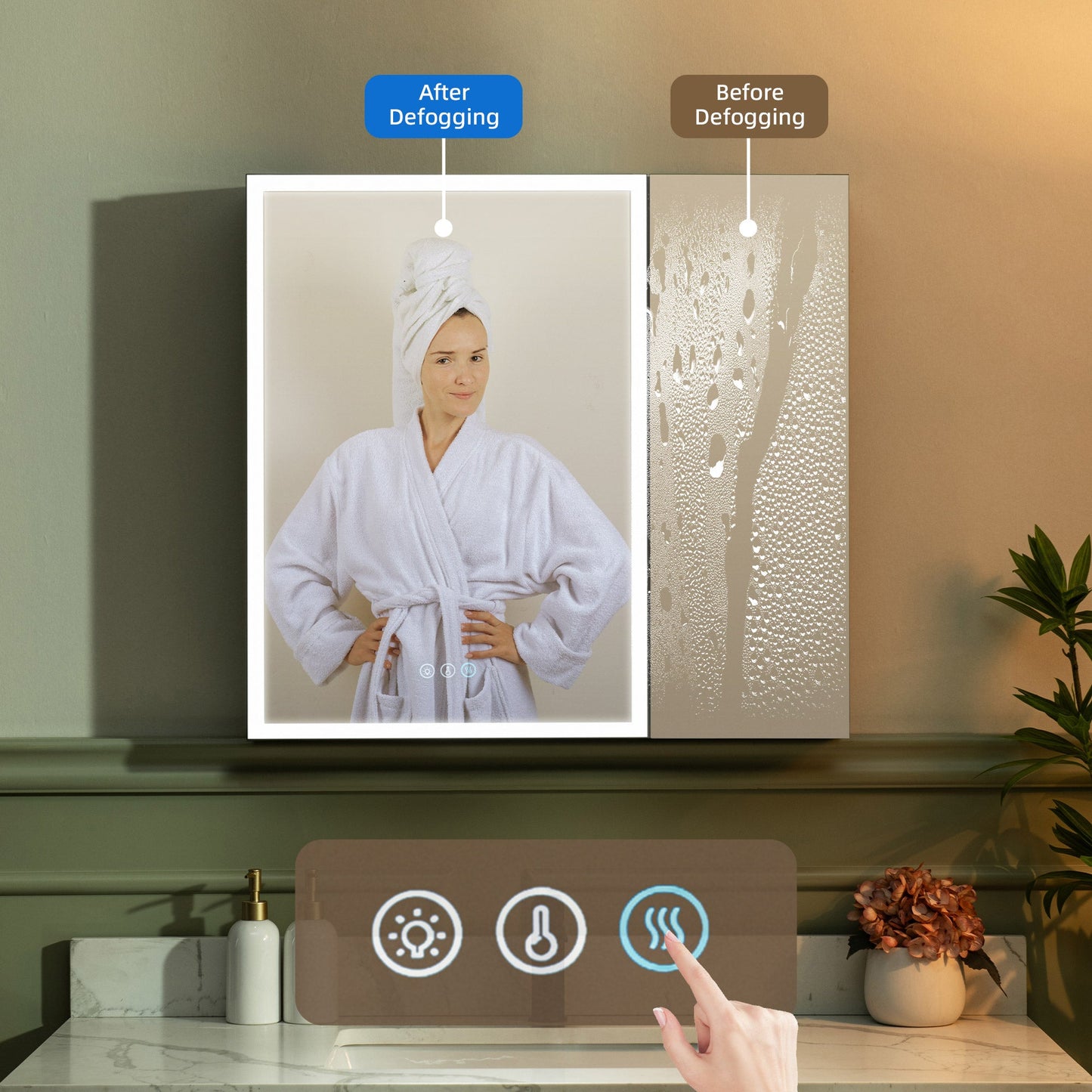 WOODBRIDGE Modern 19.75" W x 27.75" H Smart Storage Medicine Cabinet with Anti-Fog Mirror, LED Lighting, and Compact Design