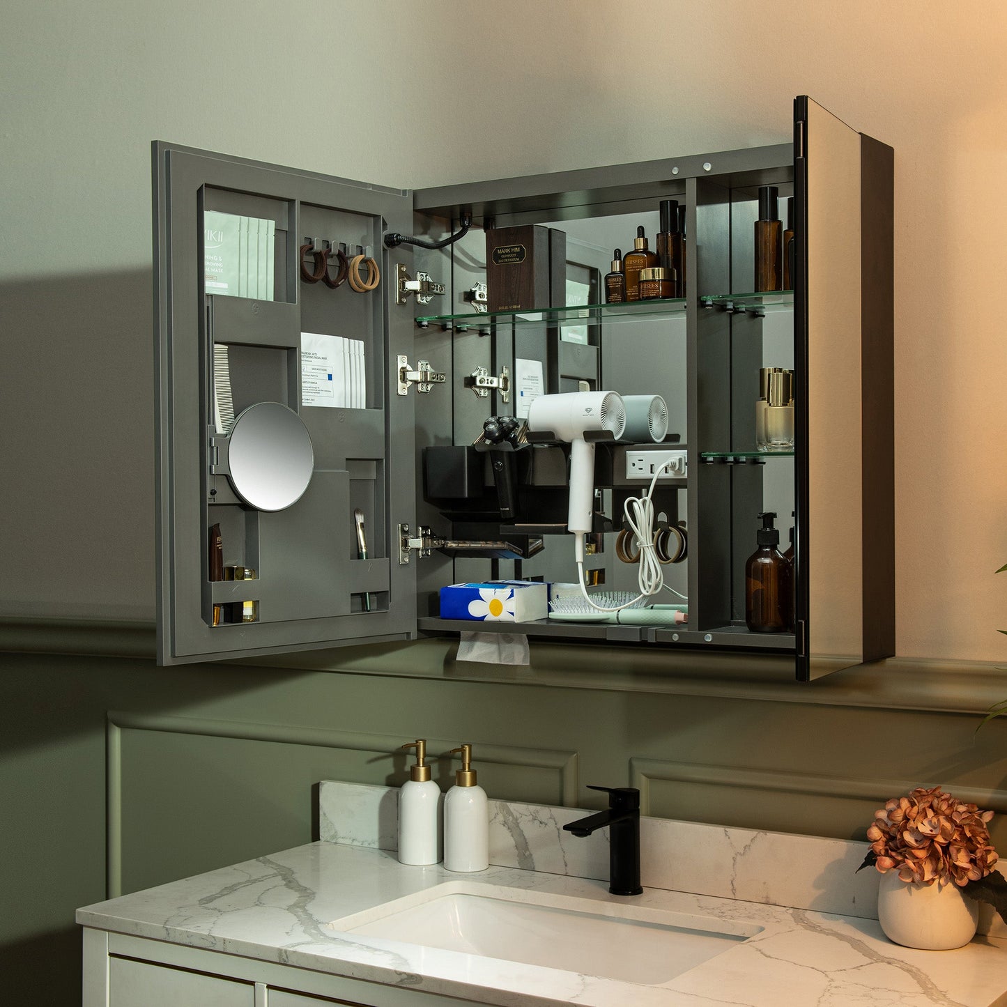 WOODBRIDGE Modern 19.75" W x 27.75" H Smart Storage Medicine Cabinet with Anti-Fog Mirror, LED Lighting, and Compact Design