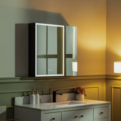 WOODBRIDGE Modern 19.75" W x 27.75" H Smart Storage Medicine Cabinet with Anti-Fog Mirror, LED Lighting, and Compact Design