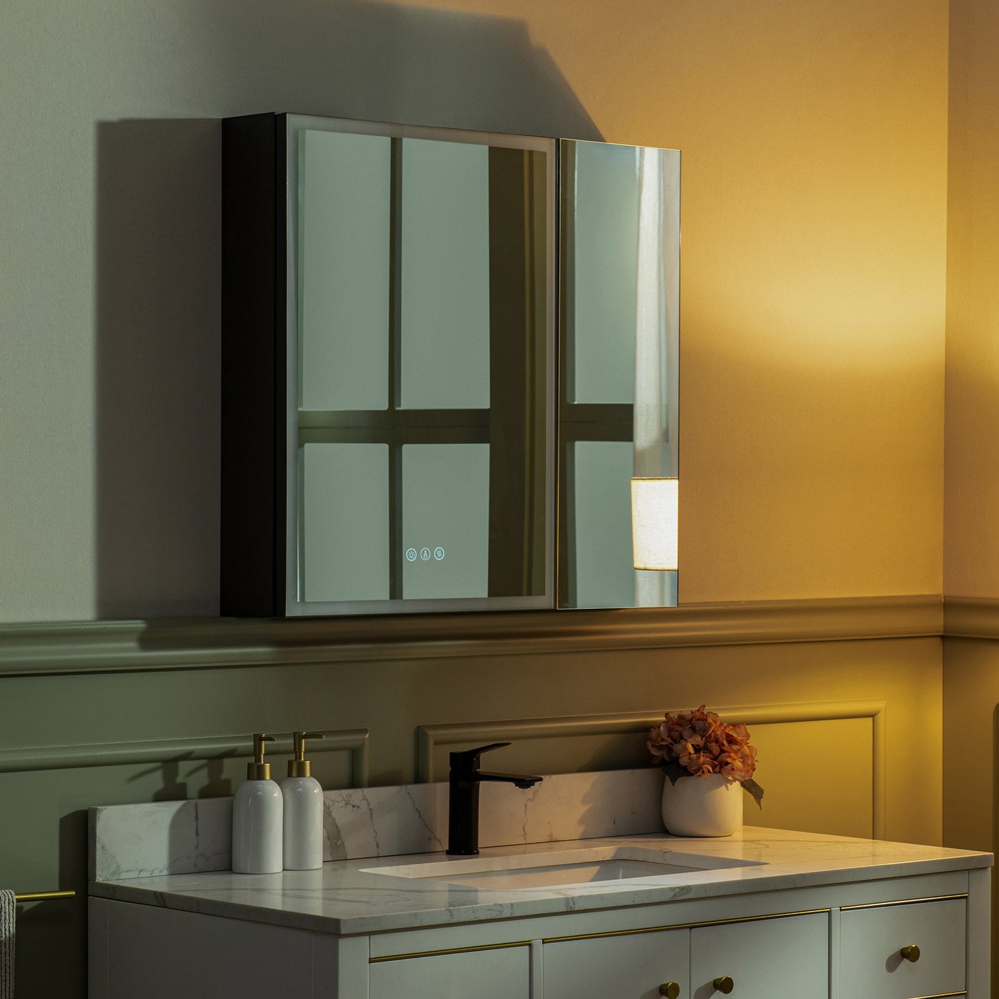 WOODBRIDGE Modern 19.75" W x 27.75" H Smart Storage Medicine Cabinet with Anti-Fog Mirror, LED Lighting, and Compact Design