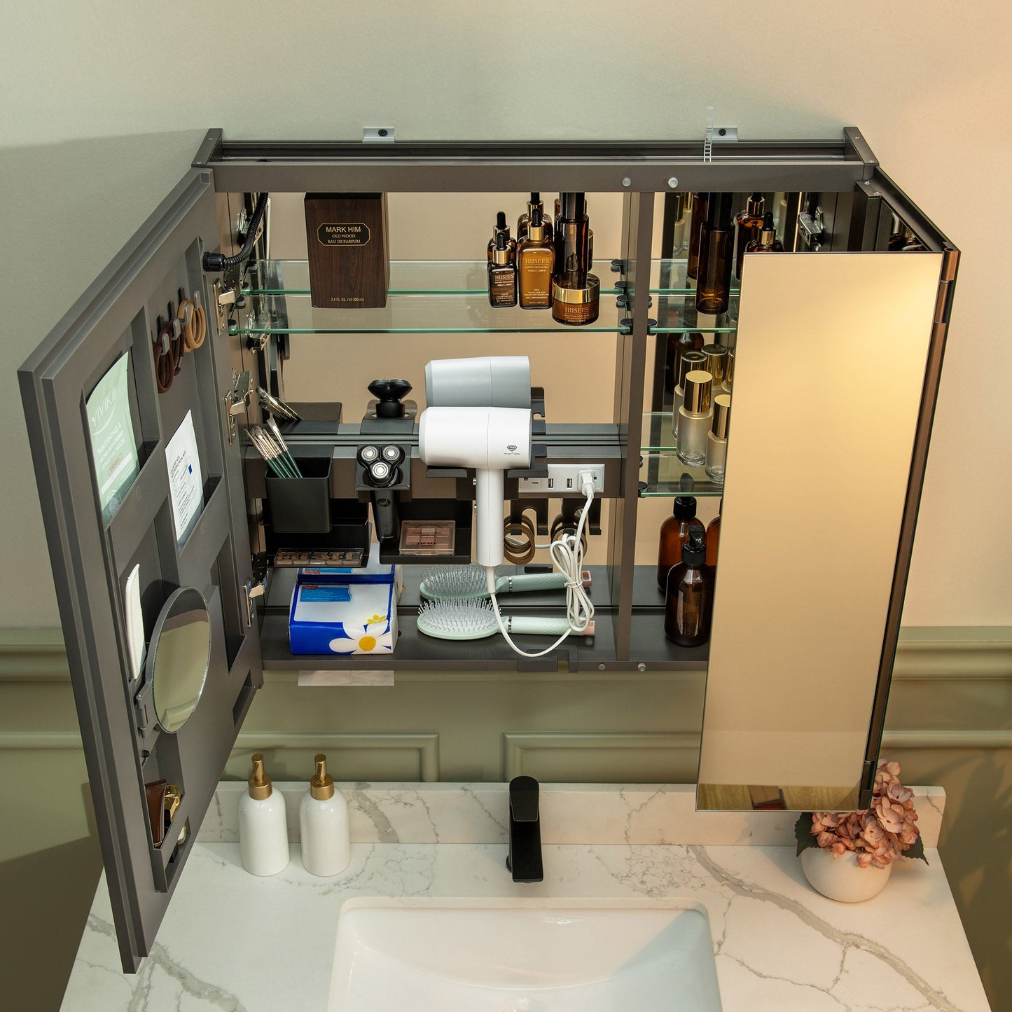 WOODBRIDGE Modern 19.75" W x 27.75" H Smart Storage Medicine Cabinet with Anti-Fog Mirror, LED Lighting, and Compact Design