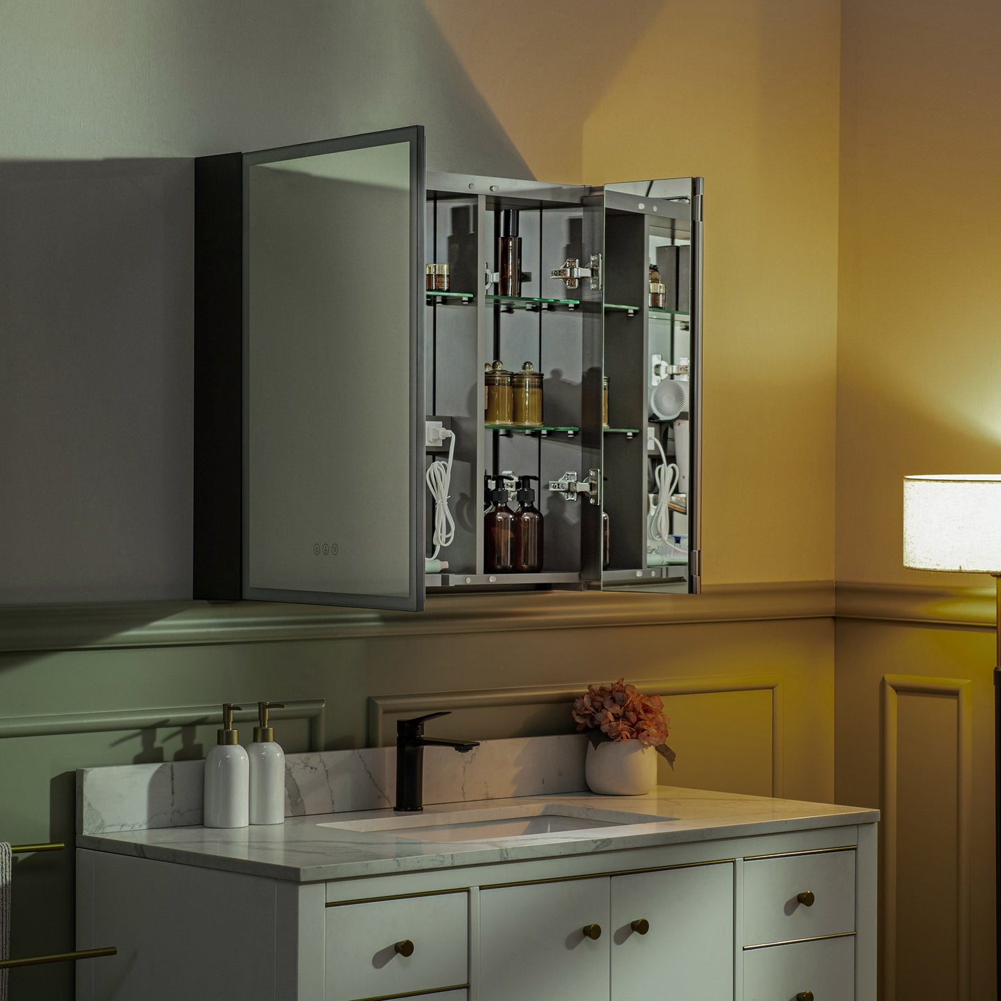 WOODBRIDGE Modern 19.75" W x 27.75" H Smart Storage Medicine Cabinet with Anti-Fog Mirror, LED Lighting, and Compact Design