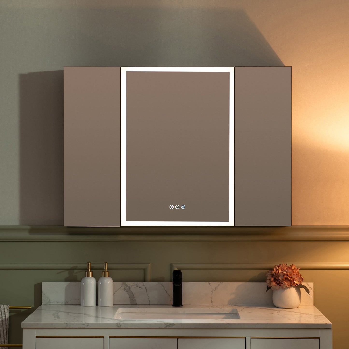 WOODBRIDGE Modern 19.75" W x 27.75" H Smart Storage Medicine Cabinet with Anti-Fog Mirror, LED Lighting, and Compact Design