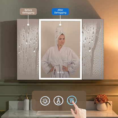WOODBRIDGE Modern 19.75" W x 27.75" H Smart Storage Medicine Cabinet with Anti-Fog Mirror, LED Lighting, and Compact Design