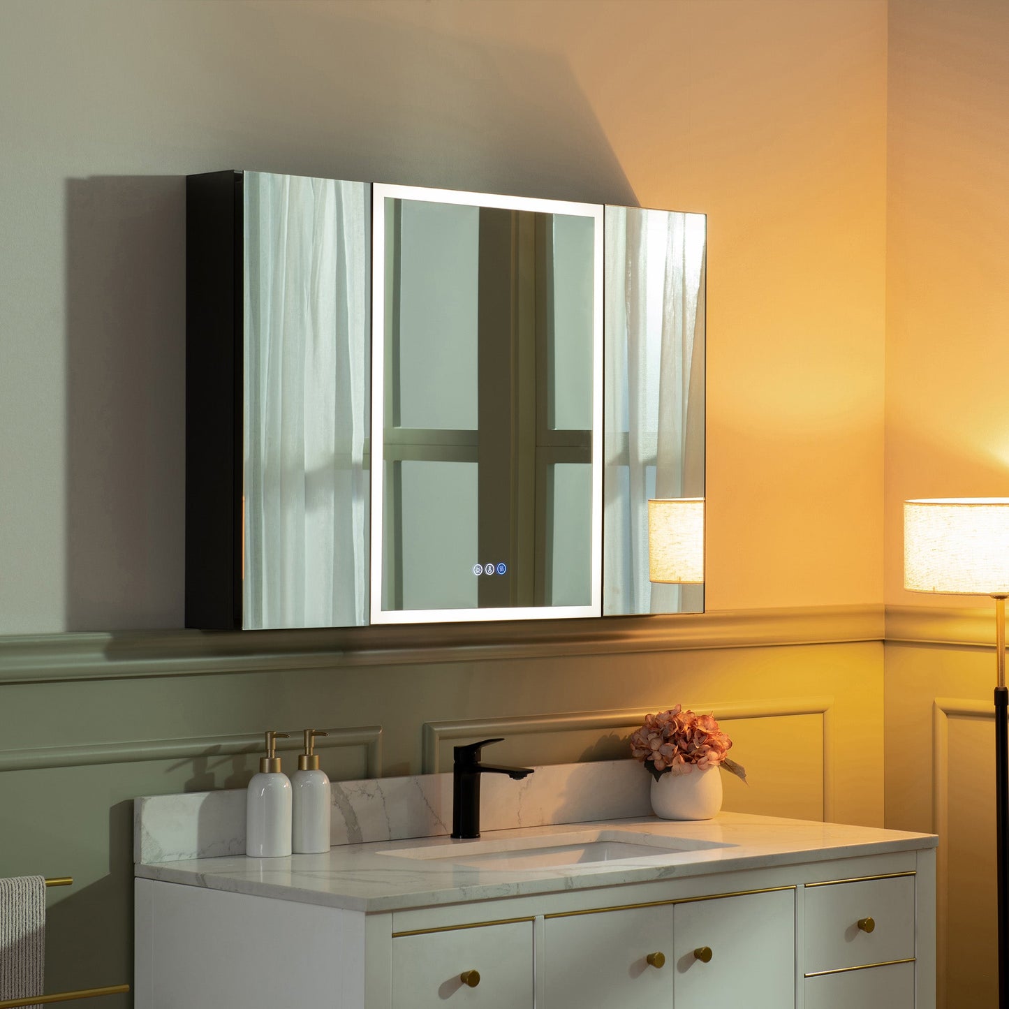 WOODBRIDGE Modern 19.75" W x 27.75" H Smart Storage Medicine Cabinet with Anti-Fog Mirror, LED Lighting, and Compact Design
