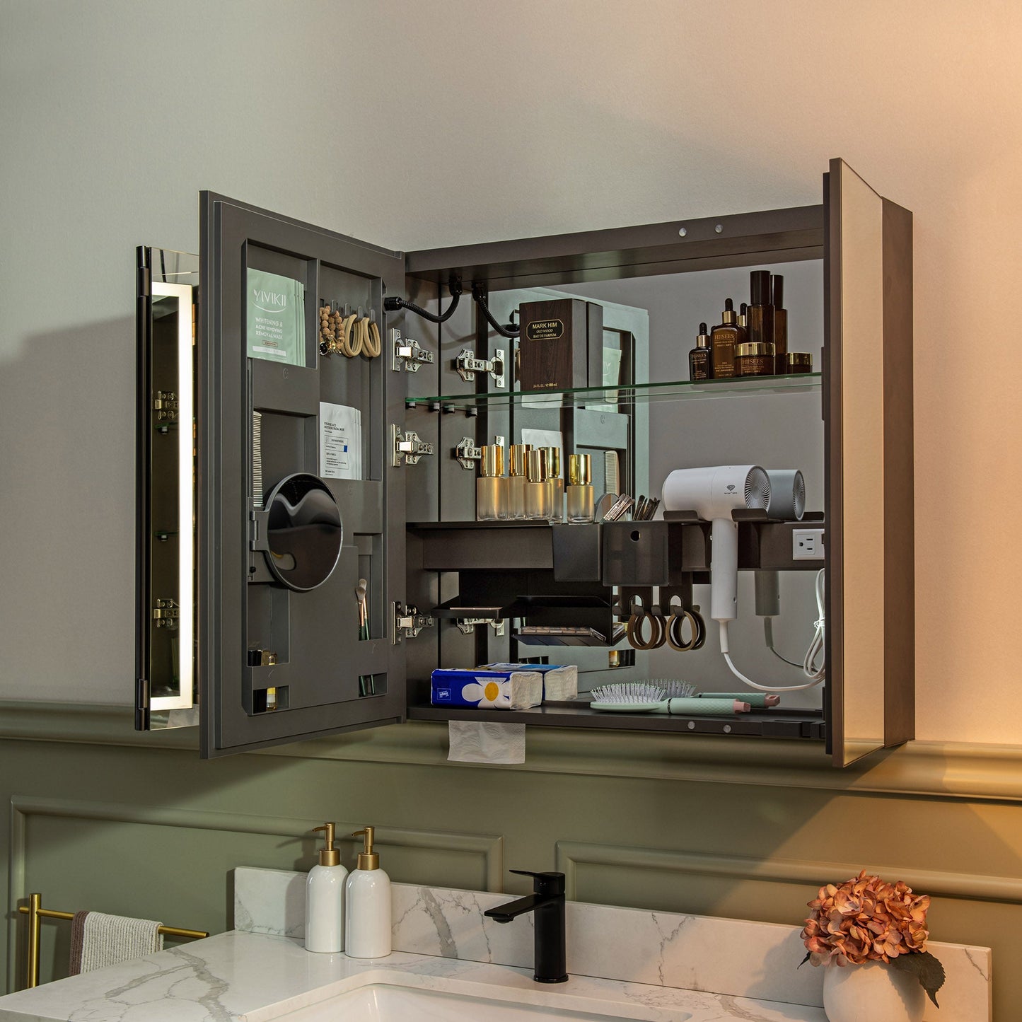 WOODBRIDGE Modern 19.75" W x 27.75" H Smart Storage Medicine Cabinet with Anti-Fog Mirror, LED Lighting, and Compact Design