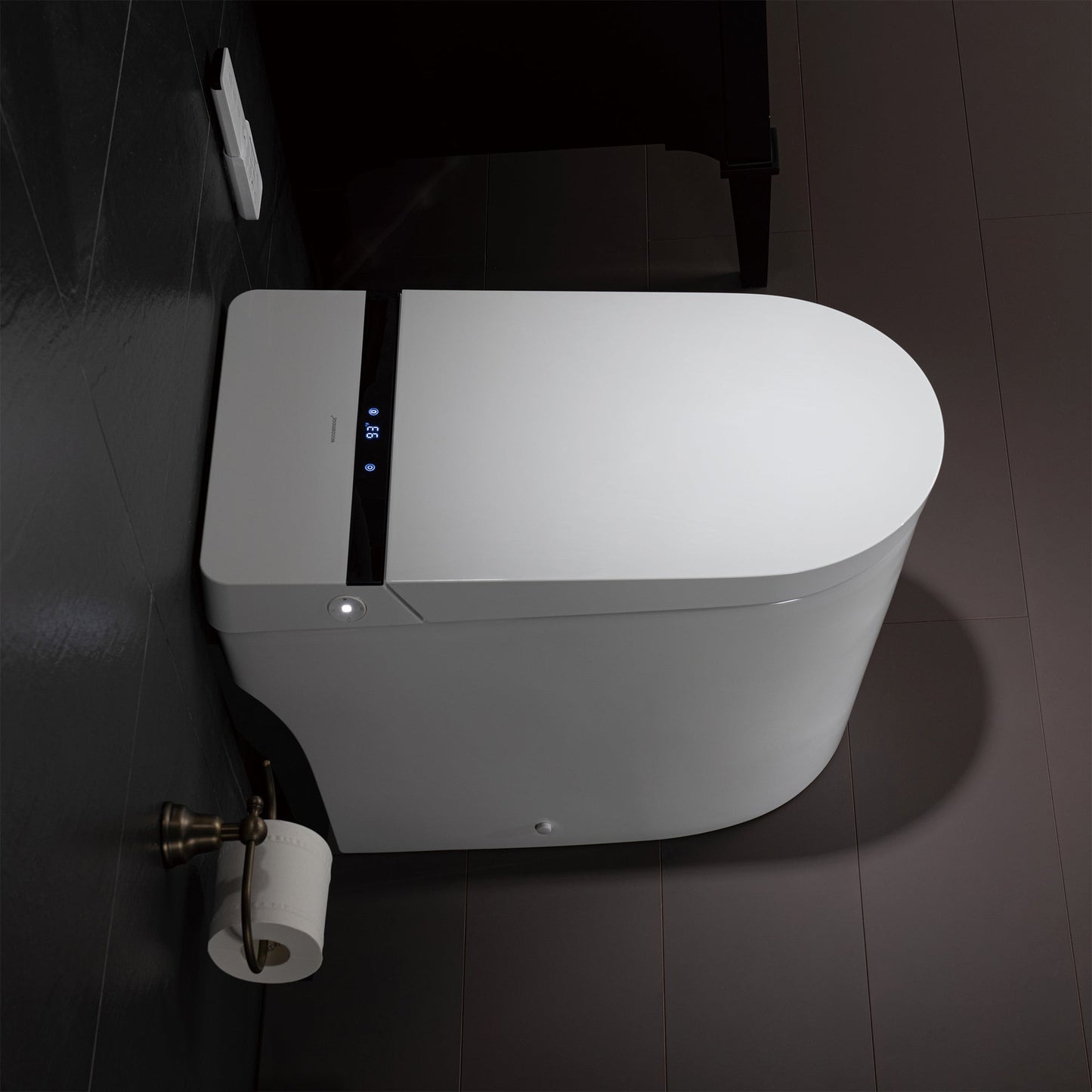 Best Seller WOODBRIDGE B0990S One Piece Elongated Smart Toilet Bidet with Auto Open & Close, Auto Flush, Foot Sensor Flush, LED Temperature Display, Heated Seat and Integrated Multi Function Remote Control, White