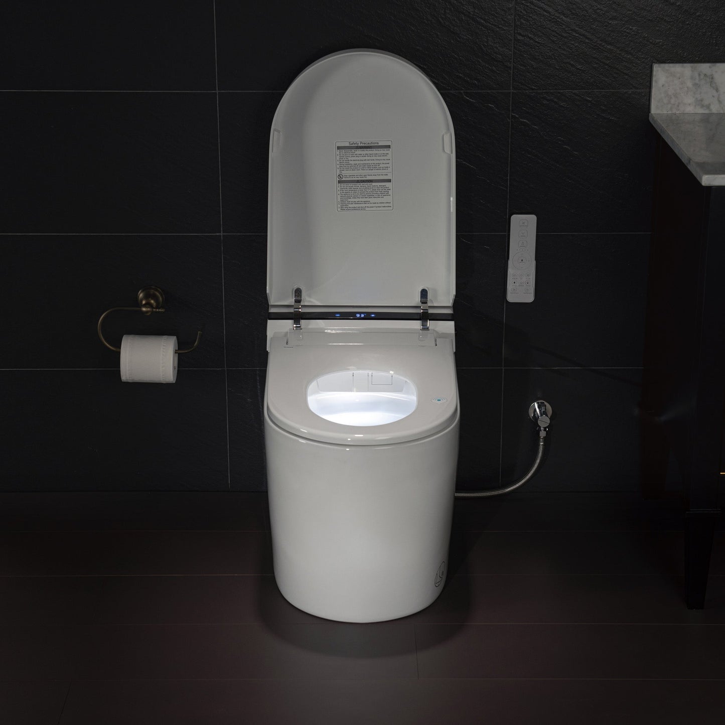 Best Seller WOODBRIDGE B0990S One Piece Elongated Smart Toilet Bidet with Auto Open & Close, Auto Flush, Foot Sensor Flush, LED Temperature Display, Heated Seat and Integrated Multi Function Remote Control, White