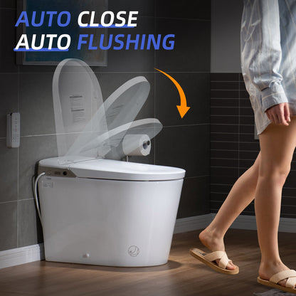 WOODBRIDGE Intelligent Smart Bidet Toilet, Auto Open & Close, Foot Sensor, Auto Quiet Flush, Backup Mechanical Flush, and Advanced Deodorization, White, EBT470