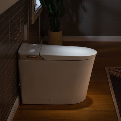 WOODBRIDGE Intelligent Smart Bidet Toilet, Auto Open & Close, Foot Sensor, Auto Quiet Flush, Backup Mechanical Flush, and Advanced Deodorization, White, EBT470