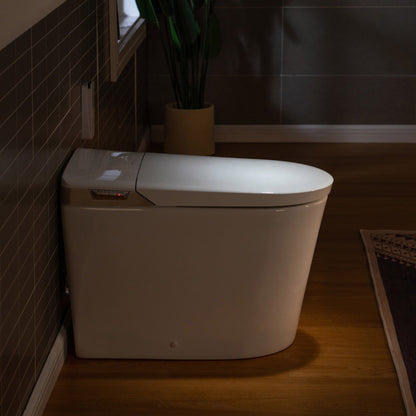 WOODBRIDGE Intelligent Smart Bidet Toilet, Auto Open & Close, Foot Sensor, Auto Quiet Flush, Backup Mechanical Flush, and Advanced Deodorization, White, EBT470