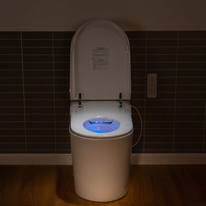 WOODBRIDGE Intelligent Smart Bidet Toilet, Auto Open & Close, Foot Sensor, Auto Quiet Flush, Backup Mechanical Flush, and Advanced Deodorization, White, EBT470
