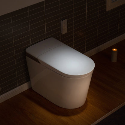 WOODBRIDGE Intelligent Smart Bidet Toilet, Auto Open & Close, Foot Sensor, Auto Quiet Flush, Backup Mechanical Flush, and Advanced Deodorization, White, EBT470