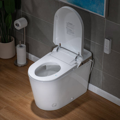 WOODBRIDGE Intelligent Smart Bidet Toilet, Auto Open & Close, Foot Sensor, Auto Quiet Flush, Backup Mechanical Flush, and Advanced Deodorization, White, EBT470