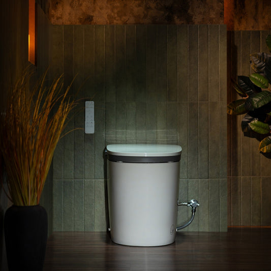 WOODBRIDGE Smart Bidet Toilet with Auto Open/Close, Foot Sensor, Automatic Flush, Foam Shield, Heated Seat, and ADA-Compliant Chair Height Design - Model, EBT350