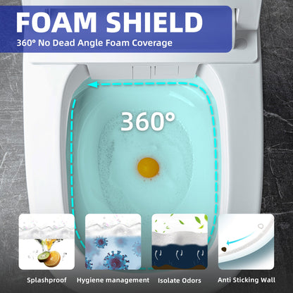 WOODBRIDGE Smart Bidet Toilet with Auto Open/Close, Foot Sensor, Automatic Flush, Foam Shield, Heated Seat, and ADA-Compliant Chair Height Design - Model, EBT350