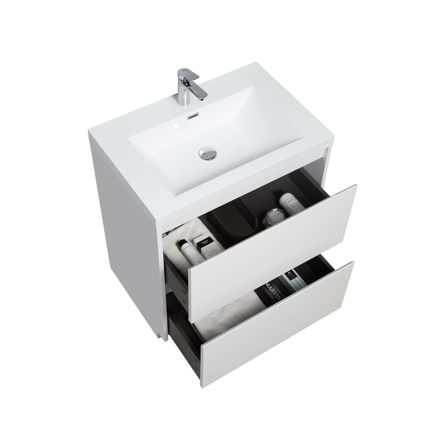 WOODBRIDGE 29-1/2 in. W x 19-5/8 in. D Freestanding Vanity in Glossy White with Resin Composite Vanity Top in Glossy White